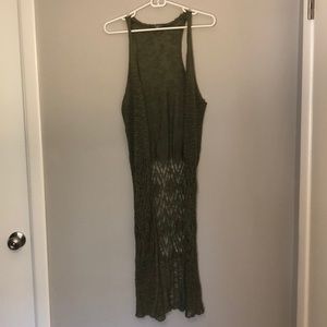 CHARLOTTE RUSSE Long Army Green Cardigan Vest